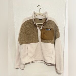 Columbia Women’s Two-Tone Fleece Sweater - Brown and Cream